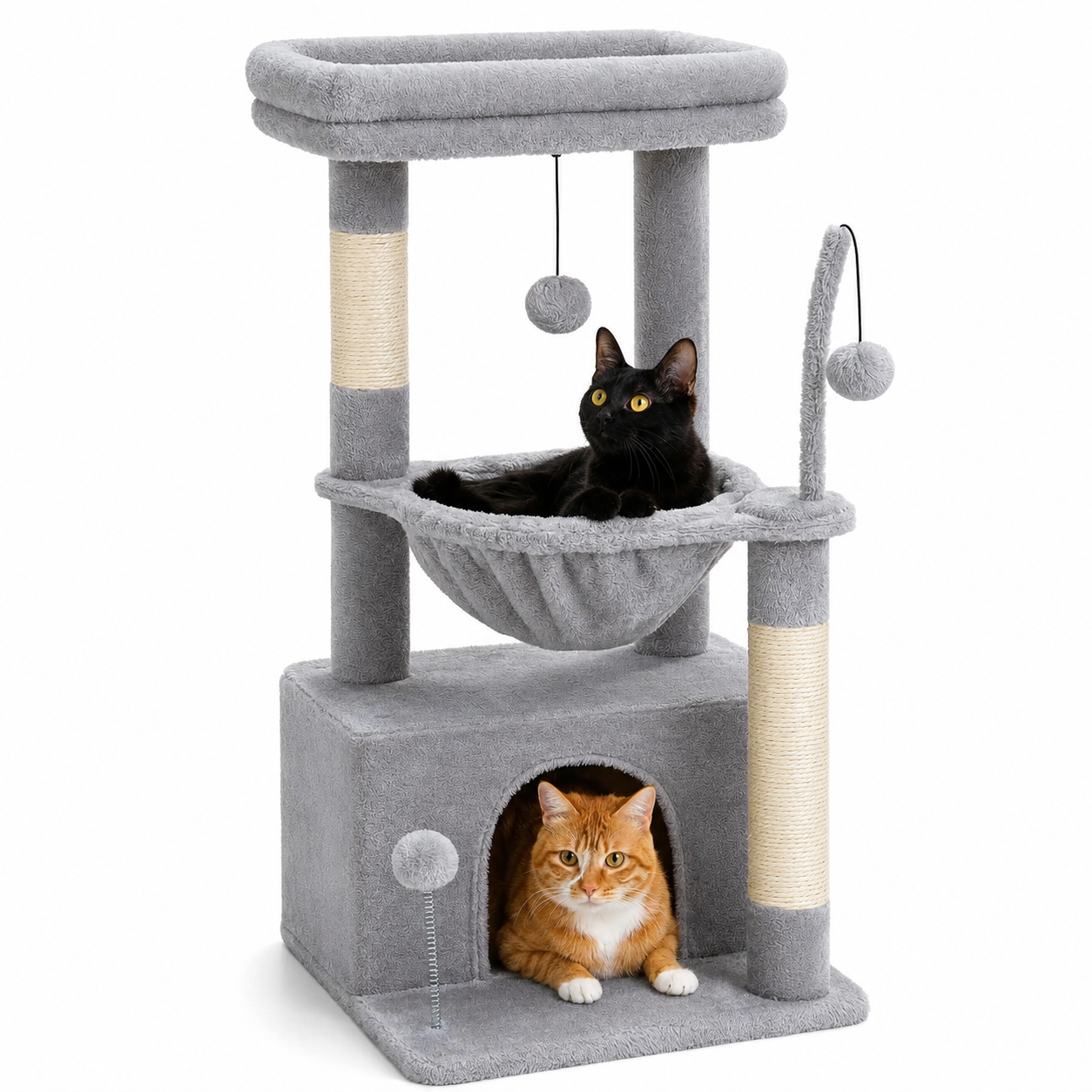 Arbre à chat avec hamac et griffoir en sisal – arbre à chat design et stable pour chats heureux