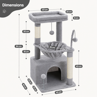 Arbre à chat avec hamac et griffoir en sisal – arbre à chat design et stable pour chats heureux