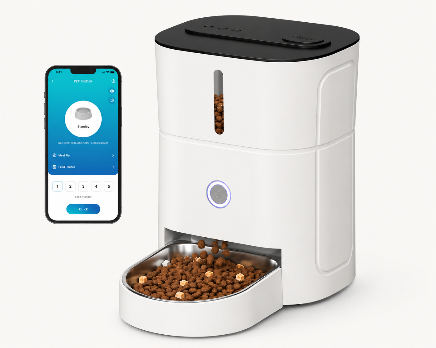 Distributeur Automatique Connecté pour Chat – Contrôle WiFi, Programmation Intelligente et Bol Inox